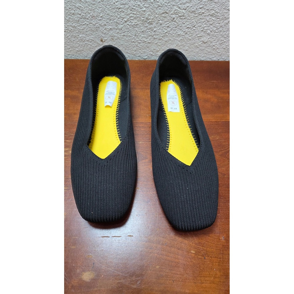 NWOT Vivaia‎ Square Toe Flats Womens EU 41 Black Recycled Knit Sustainable Shoes